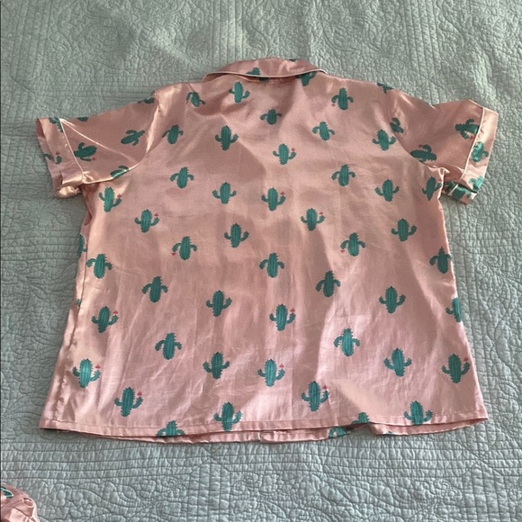 Satin Cactus Print Pink Pajama Set - Picture 4 of 7